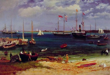  Bierstadt Canvas - Nassau Harbor After 1877 luminism seascape Albert Bierstadt